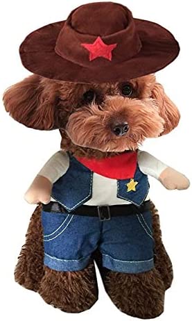 Hotumn Cowboy Dog Costume with Hat Dog Clothes Halloween Costumes for Cat and Small Dog(XS)