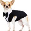 Small Dog Bowtie Tuxedo Suit Pet Costume Set, Puppy Cat Formal Shirt with Adjustable Bow Tie Wedding Party Photo Shot Clothes for Chihuahua