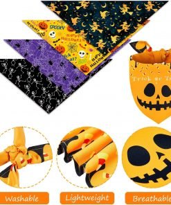 8 Pieces Halloween Dog Bandanas Pumpkin Bat Pet Scarf Dog Triangle Dog Scarf 3
