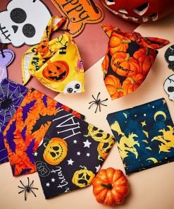 8 Pieces Halloween Dog Bandanas Pumpkin Bat Pet Scarf Dog Triangle Dog Scarf 4