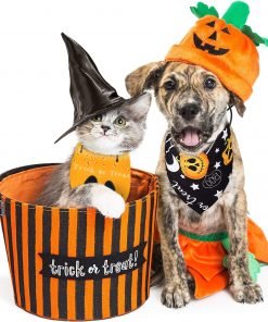 8 Pieces Halloween Dog Bandanas Pumpkin Bat Pet Scarf Dog Triangle Dog Scarf 5