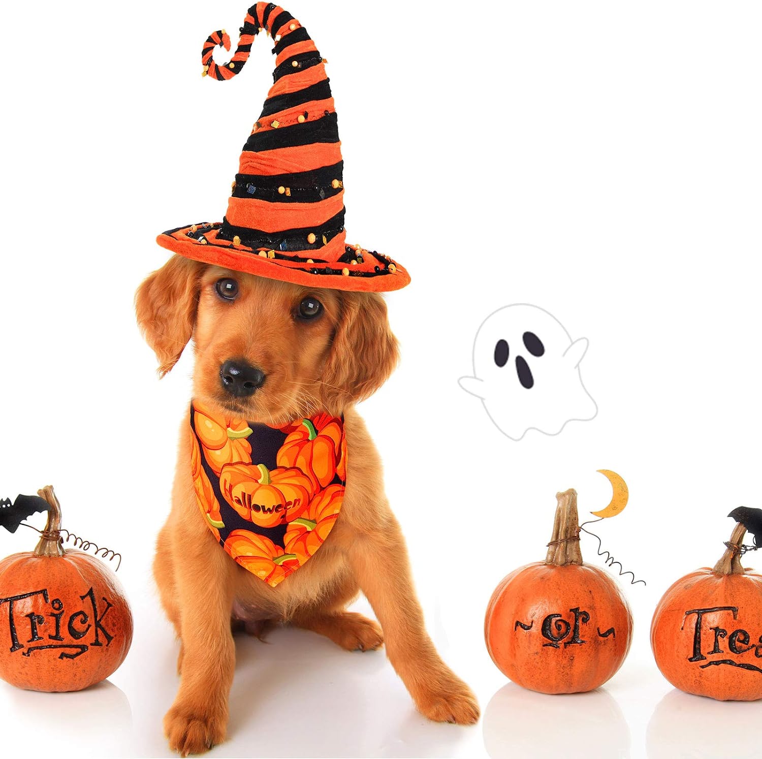 8 Pieces Halloween Dog Bandanas Pumpkin Bat Pet Scarf Dog Triangle Dog Scarf 6