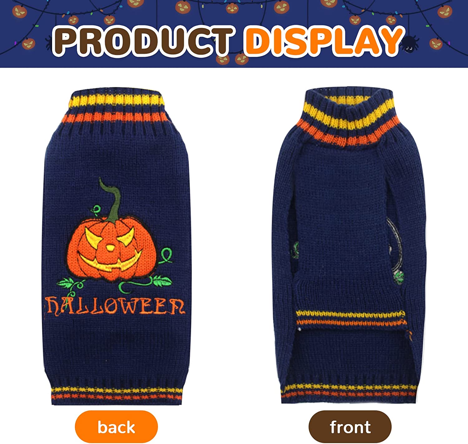 DOGGYZSTYLE Dog Halloween Costumes Pumpkin Pet Sweaters Funny Puppy Cat Knitwear Clothes 3