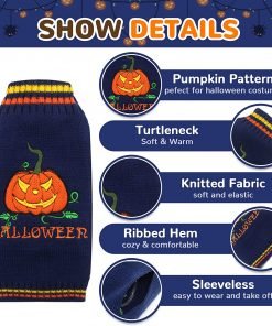 DOGGYZSTYLE Dog Halloween Costumes Pumpkin Pet Sweaters Funny Puppy Cat Knitwear Clothes 4