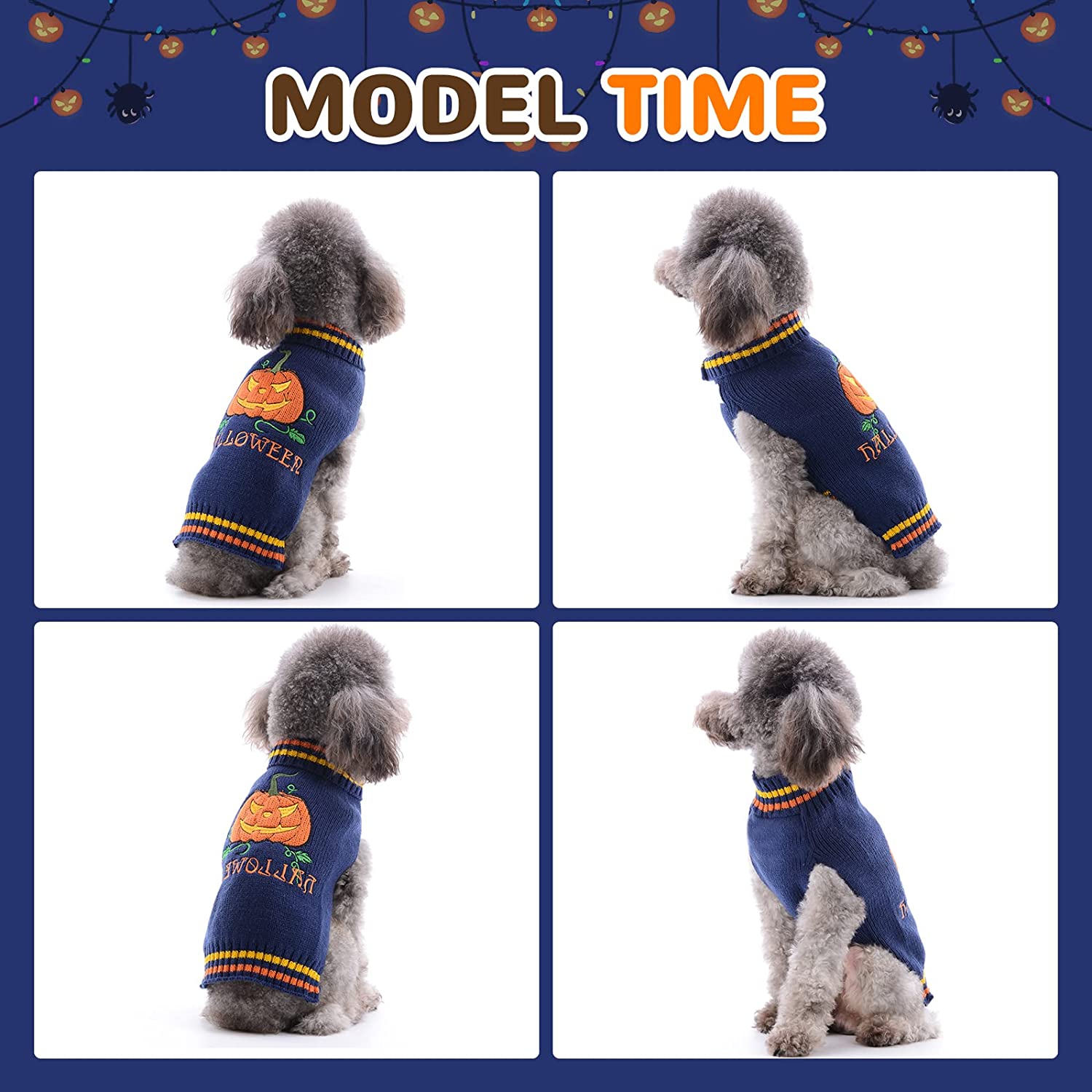 DOGGYZSTYLE Dog Halloween Costumes Pumpkin Pet Sweaters Funny Puppy Cat Knitwear Clothes 5
