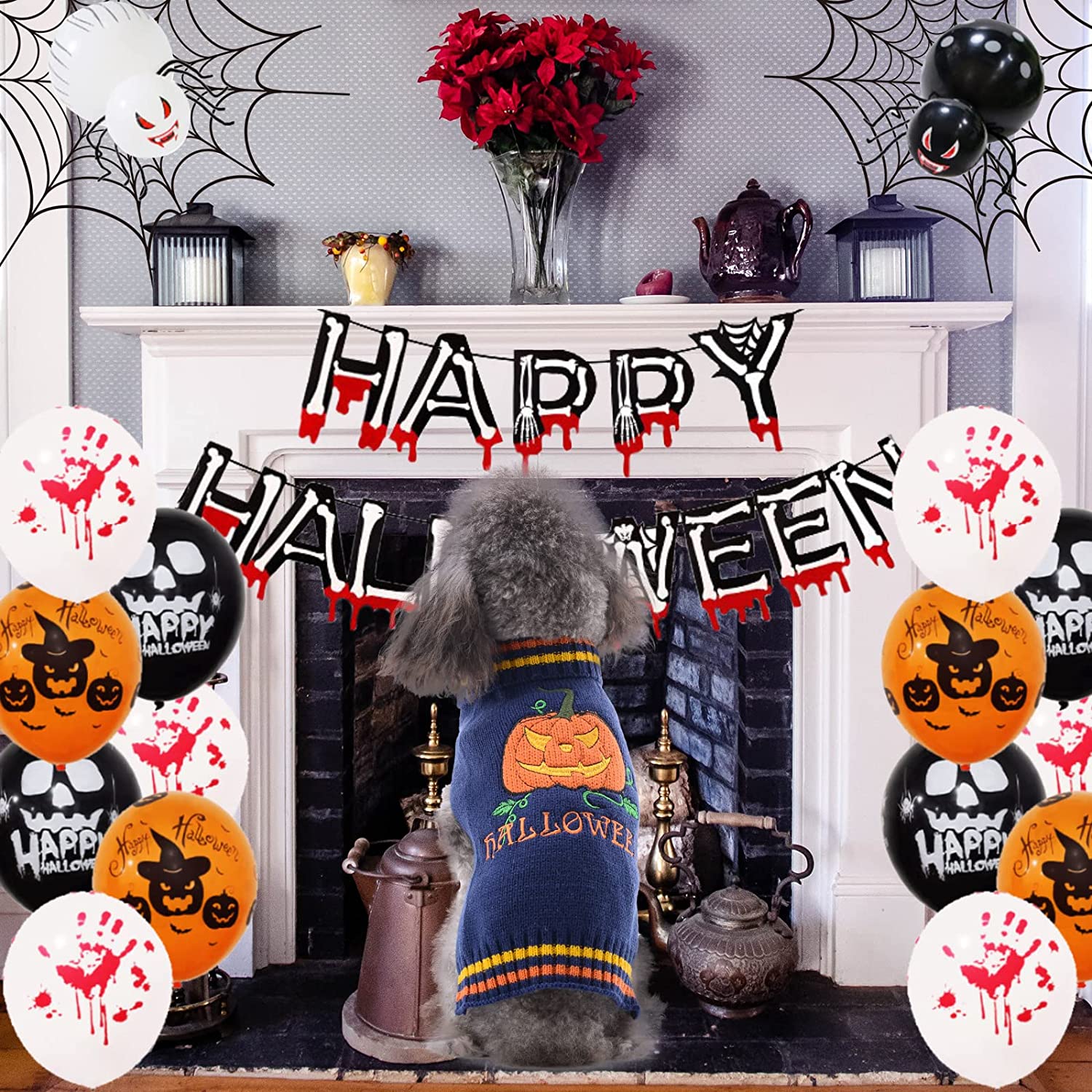 DOGGYZSTYLE Dog Halloween Costumes Pumpkin Pet Sweaters Funny Puppy Cat Knitwear Clothes 7
