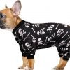 Dog Pajamas Halloween Dog Onesie Short Plush Dog Pjs Skull&Crossbones