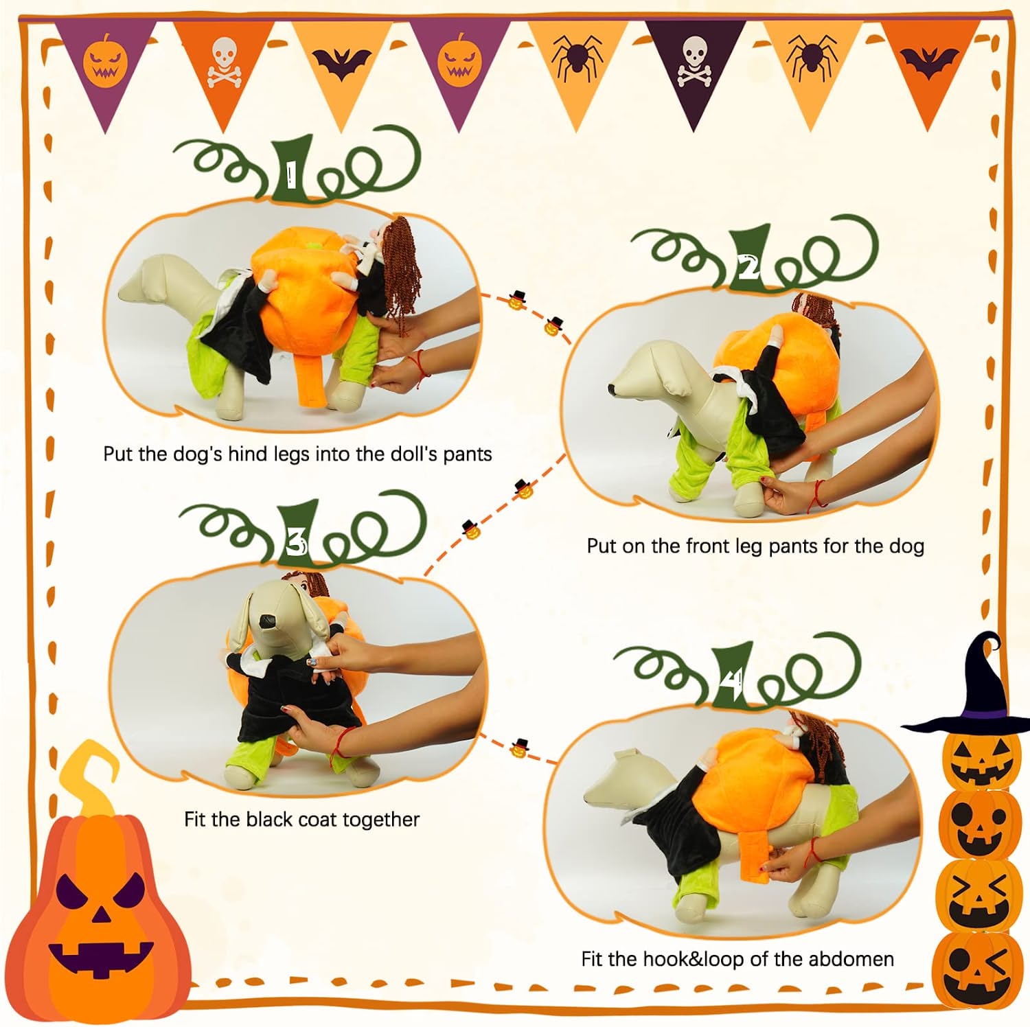 FUAMEY Dog Costumes Pumpkin,Pet Halloween Cosplay Clothes Funny Small Medium Dogs 5