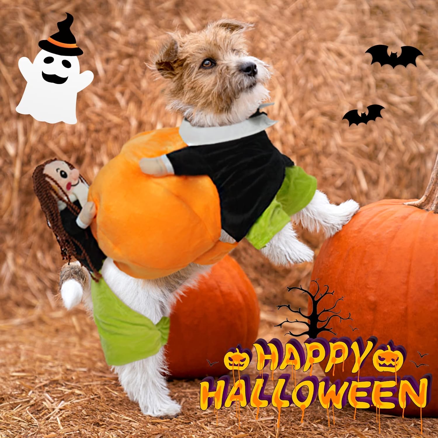 FUAMEY Dog Costumes Pumpkin,Pet Halloween Cosplay Clothes Funny Small Medium Dogs 7