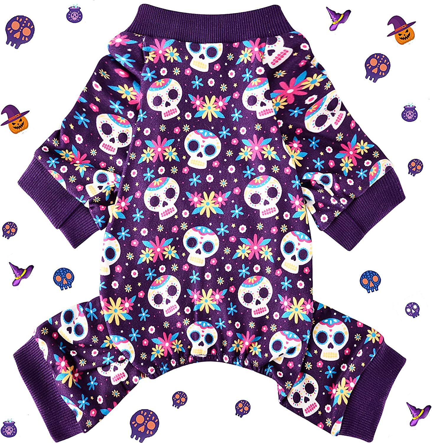 Fall Haalloween Skull Dog Pajamas Sweaters Costume, Holiday Dog Sweater