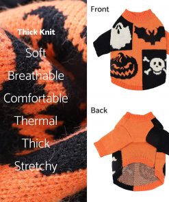 Fitwarm Spooky Dog Halloween Sweater for Small Dogs, Holiday Theme Costumes 6