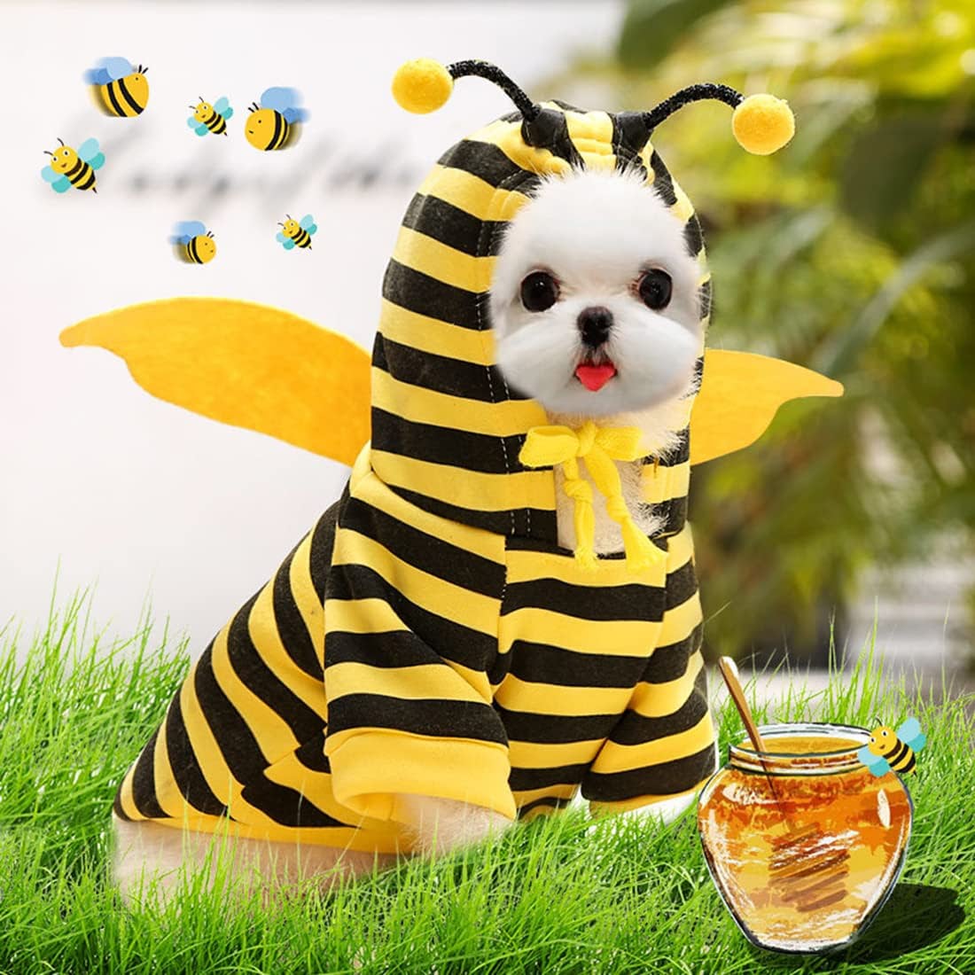 Idepet Cat Dog Bee Costume, Halloween Dog Hoodie Cat Outfit Cute Cosplay Puppy Clothes 4