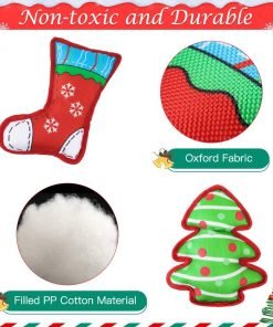 Christmas Squeaky Dog Plush Toys - 4 Packs Puppy Chew Toys, Soft Cute Xmas Pet Gifts for Puppies Small Dogs 5