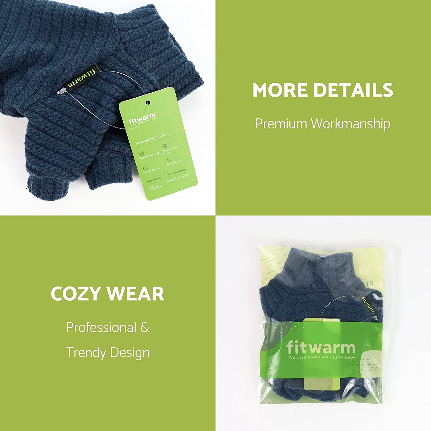 Fitwarm Turtleneck Knitted Dog Sweater Puppy Pajamas Thermal Doggie Winter Clothes Knitwear Pet Coats Cat Apparel 7