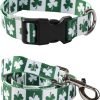 Coomour St. Patrick's Day Dog Collar with pet Funny Clover Printing Adjustable Leash for Small Medium Large Dogs Cats Pets Collars Set (Small)