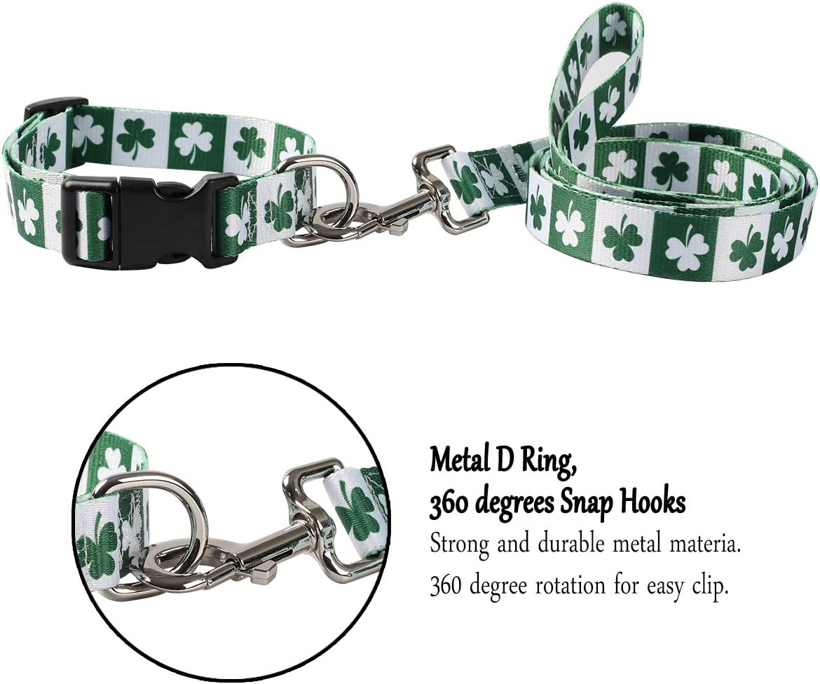Coomour St. Patrick's Day Dog Collar with pet Funny Clover Printing Adjustable Leash for Small Medium Large Dogs Cats Pets Collars Set (Small) 4