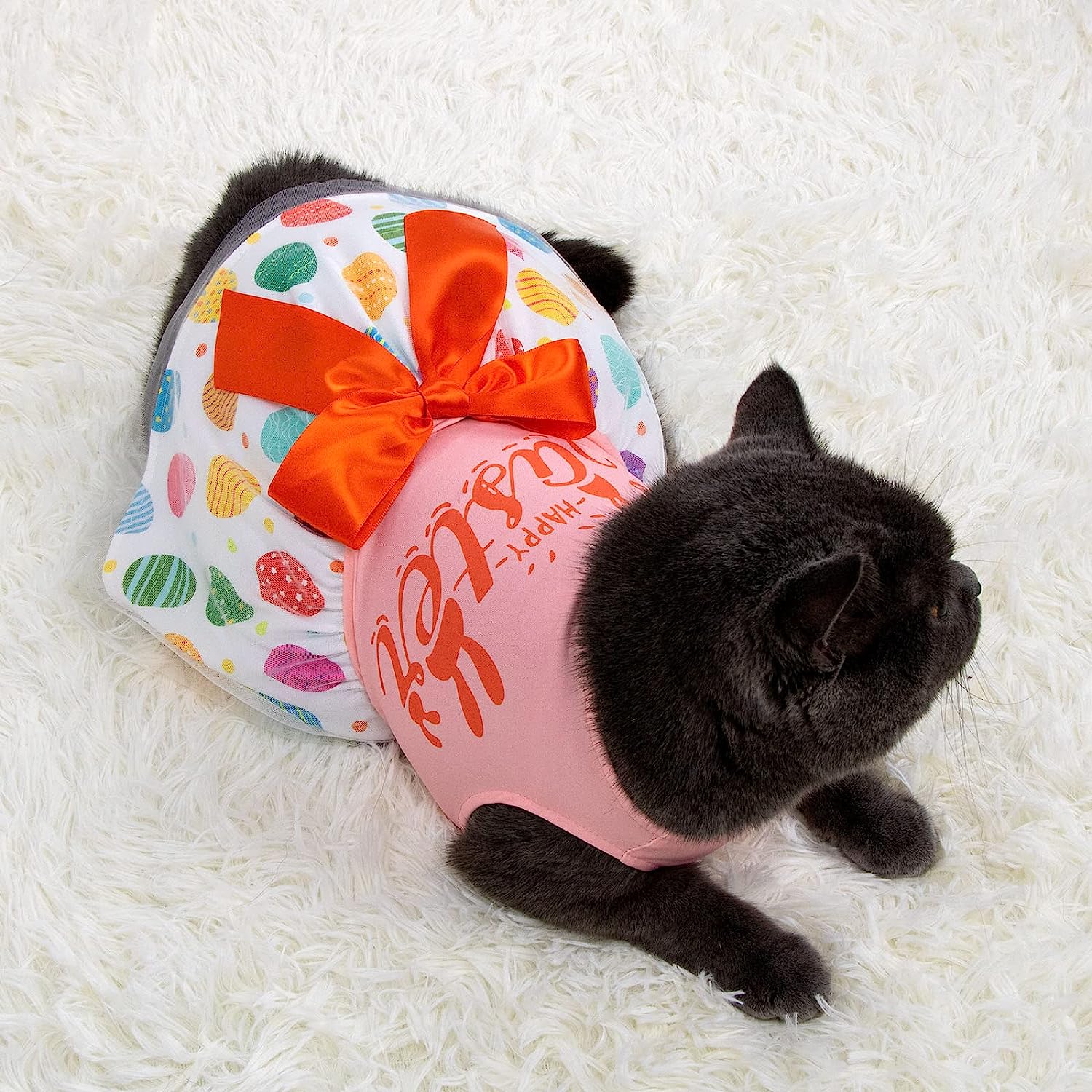 Happy Easter Day Dog Dress - Girl Dog Clothes Easter Bunny Dogs Dresses Pet Apparel Doggie Tutu with Bowknot 5