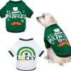 Pedgot 2 Pieces St. Patrick's Day Pet Shirts Dog Clothes Green Clover Puppy T-Shirt Shamrock Dog Sweatshirt