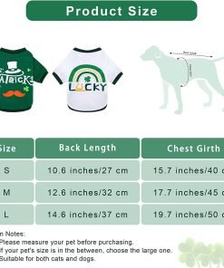 Pedgot 2 Pieces St. Patrick's Day Pet Shirts Dog Clothes Green Clover Puppy T-Shirt Shamrock Dog Sweatshirt 2