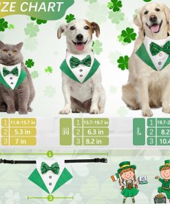 St.Patrick's Day Dog Tuxedo, Pet Green Collar Costume, Puppy Formal Bandana with Bow Tie Adjustable Scarf 3