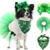 Vehomy Pet Dog Saint Patrick's Day Costume - Green Dog Top Hat Dog Saint Patrick's Day Shamrock Bandana