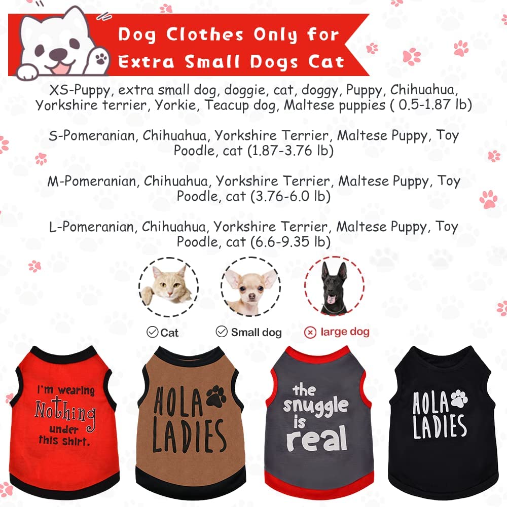 4 Pieces Fall Dog Shirt for Small Dogs, Tiny Dog Clothes Outfit, Extra Small Dog Clothes, Yorkie Teacup Chihuahua Male Clothes, Summer Pet Cat Clothing (X-Small) 7