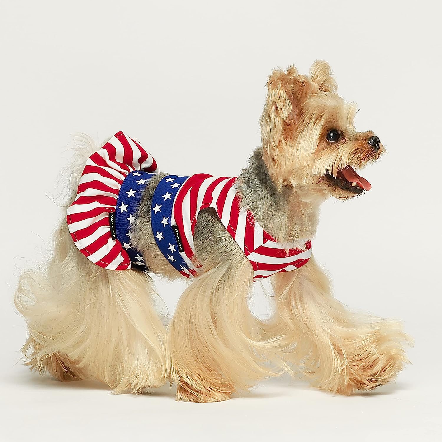 Fitwarm 4th of July Dog Dress for Small Dogs Girl, 2 Piece Patriotic Dog Clothes with Crop Top and Skirt, Summer Pet Cat Outfit, Red White and Blue, XS 3