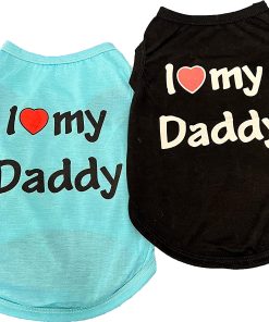 HillDog Shirts I Love My Dad-Daddy Clothes Doggy Slogan Costume Cute Heart Vest for Small Dogs Puppy T-Shirt (X-Small, Navy) 4