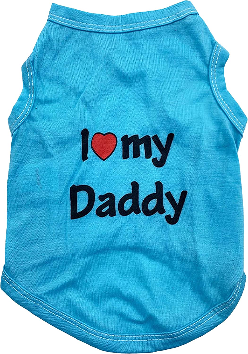 HillDog Shirts I Love My Dad-Daddy Clothes Doggy Slogan Costume Cute Heart Vest for Small Dogs Puppy T-Shirt (X-Small, Navy)