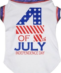 Petitebella 4th of July Independence Day Puppy Dog Shirt (White-USA Hemmed, X-Small)