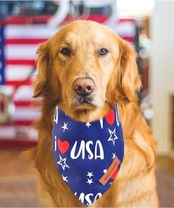 Realeaf 4th of July Dog Bandanas 2 Pack, Triangle Reversible American Flag Pet Patriotic Scarf for Boy and Girl, Premium Durable Fabric, USA Bandana 6