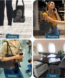 Cat Carrier, Dog Carrier, Pet Carrier, Foldable Waterproof Premium PU Leather Oxford Cloth Dog Purse 2