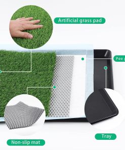 Choicons Dog Grass Pad with Tray Arificial Grass Patch for Dogs Potty Tray Fake Grass for Dogs to Pee On Turf with Tray for Litter Box Puppy Potty Training 3