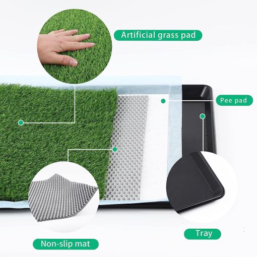 Choicons Dog Grass Pad with Tray Arificial Grass Patch for Dogs Potty Tray Fake Grass for Dogs to Pee On Turf with Tray for Litter Box Puppy Potty Training 3