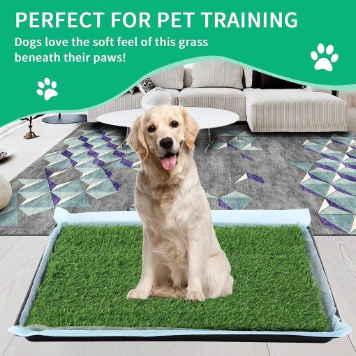 Choicons Dog Grass Pad with Tray Arificial Grass Patch for Dogs Potty Tray Fake Grass for Dogs to Pee On Turf with Tray for Litter Box Puppy Potty Training 5