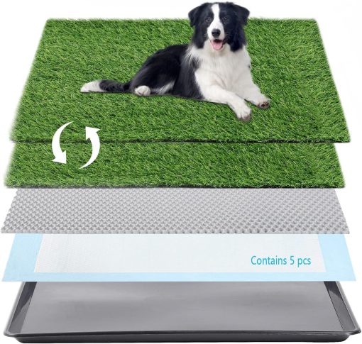 Choicons Dog Grass Pad with Tray Arificial Grass Patch for Dogs Potty Tray Fake Grass for Dogs to Pee On Turf with Tray for Litter Box Puppy Potty Training