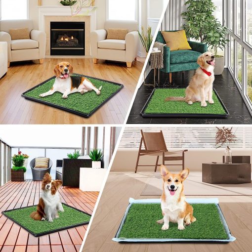 Choicons Dog Grass Pad with Tray Arificial Grass Patch for Dogs Potty Tray Fake Grass for Dogs to Pee On Turf with Tray for Litter Box Puppy Potty Training 6