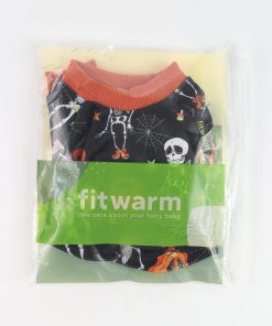 Fitwarm Halloween Skeleton Dog Costume Lightweight Velvet Pajamas Pet Clothes Doggie PJS Puppy Onesie Doggy Outfits Cat Jumpsuits Black XS 5