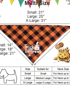 ADOGGYGO Halloween Dog Bandanas, Classic Plaid Dog Scarf Bib, Premium Cotton Fabric, Multiple Sizes Offered, Halloween Bandanas for Small Medium Dogs Pets 4
