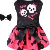 CuteBone Halloween Skulls Dog Dress Velvet for Small Dogs Girl Puppy Dresses Pink Dog Clothes CVA02XXS-D