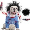 Deadly Dog Clothes Dog Costume Halloween Costumes for Dogs, Adjustable Dog Cosplay Costume Funny Doll Wig Pug Dog Party Clothes Christmas Costume