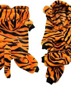 MQQYLBHDS Dog Tiger Halloween Costume Cat Hoodies with Bunny Ears and Tail Puppy Warms Hooded Coat Pet Winter Clothes for Small Medium Dogs Kitten Kitty 3