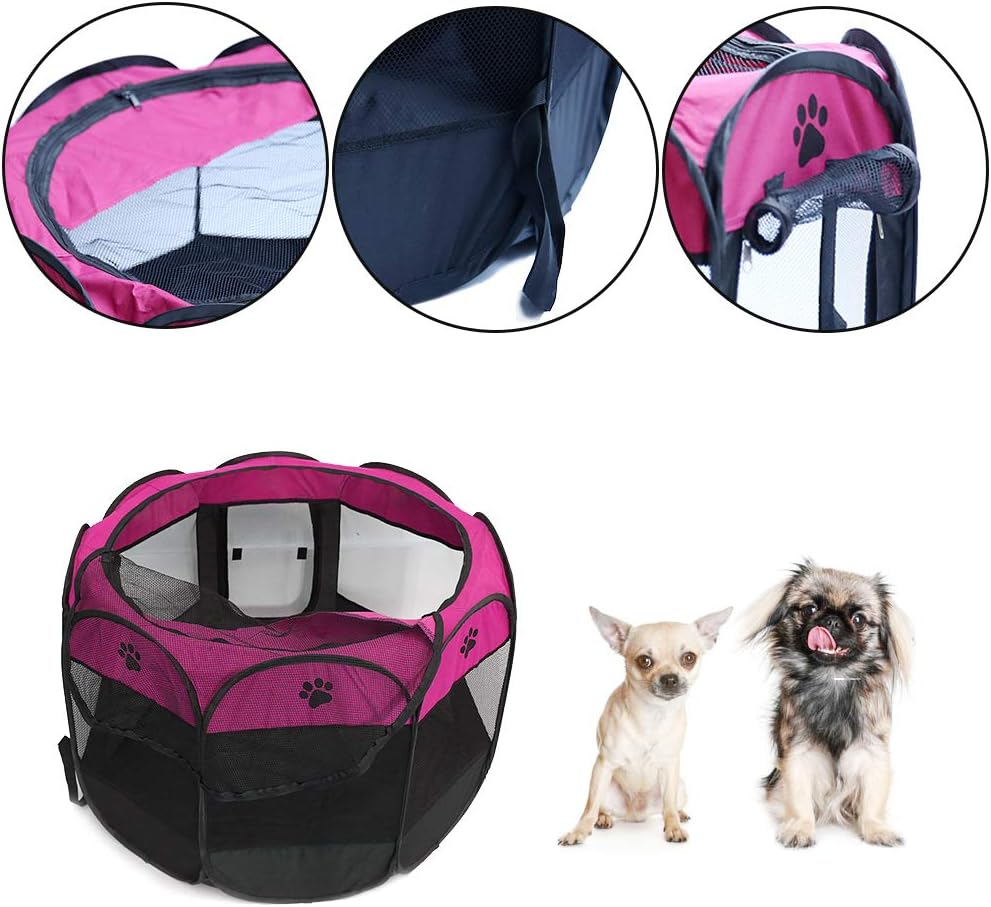 BEIKOTT Pet Playpen, Foldable Dog Playpens, Portable Exercise Kennel Tent for Puppies-Dogs-Cats-Rabbits, Dog Play Tent with Removable Mesh Shade Cover 4