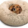 Best Friends by Sheri The Original Calming Donut Cat and Dog Bed in Shag Fur Taupe, Small 23