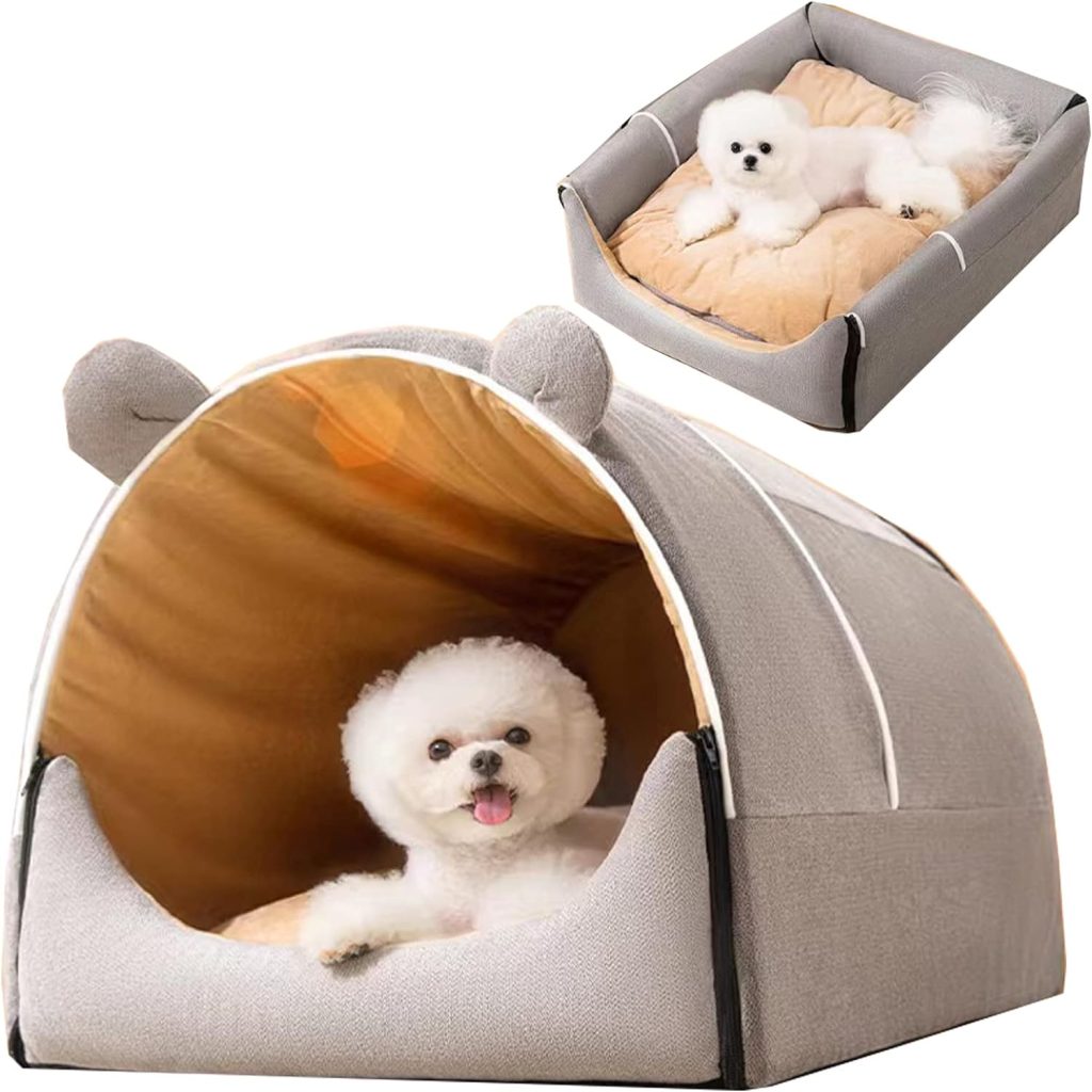 CLrkualn Pet Cat Dog House Warm Soft Nest Small 2-in-1 Dog Cat Bed Removable Foldable Cushion Dog Tent Pet Shelter Best Pet Supplies for Indoor Outdoor