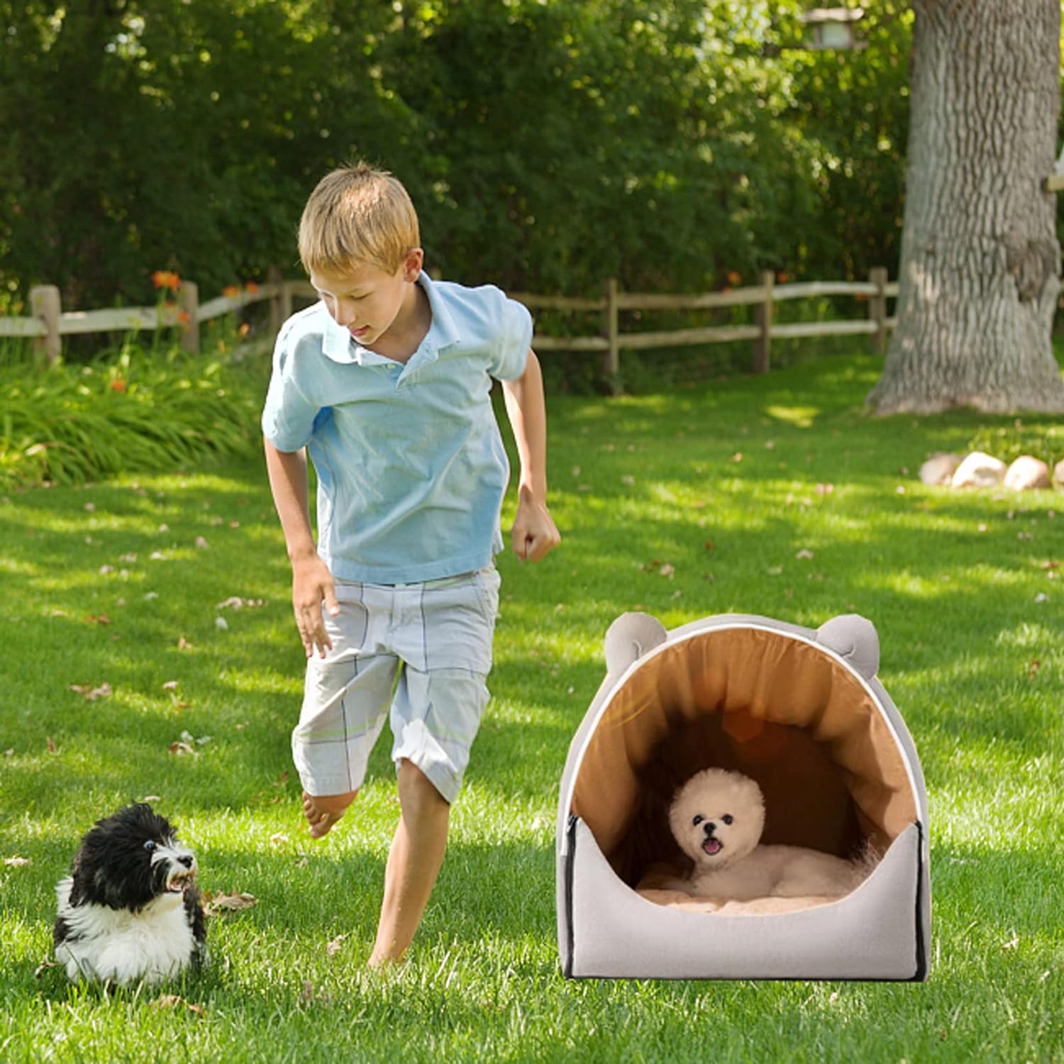 CLrkualn Pet Cat Dog House Warm Soft Nest Small 2-in-1 Dog Cat Bed Removable Foldable Cushion Dog Tent Pet Shelter Best Pet Supplies for Indoor Outdoor 5