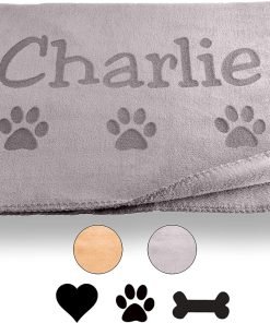 Custom Catch Personalized Dog Blanket - Gray or Beige - Small