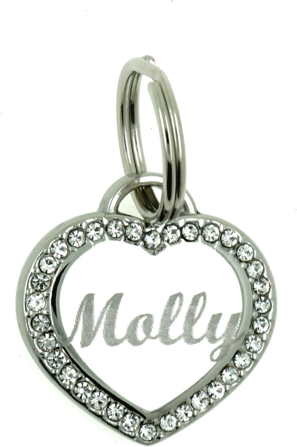 Custom Engraved Personalized Stainless Steel Small Heart Rhinestones Dog Cat Pet ID Jewelry Bling Tag Custom Engraved Personalized Stainless Steel Small Heart Rhinestones Dog Cat Pet ID Jewelry Bling Tag