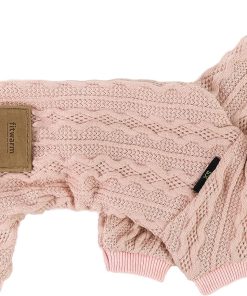 Fitwarm Knitted Dog Sweaters, Turtleneck Pet Pajamas, Dog Winter Clothes for Small Dogs Girl, Cat Apparel, Baby Pink, XS 3