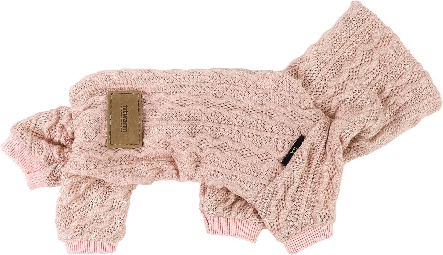Fitwarm Knitted Dog Sweaters, Turtleneck Pet Pajamas, Dog Winter Clothes for Small Dogs Girl, Cat Apparel, Baby Pink, XS 3